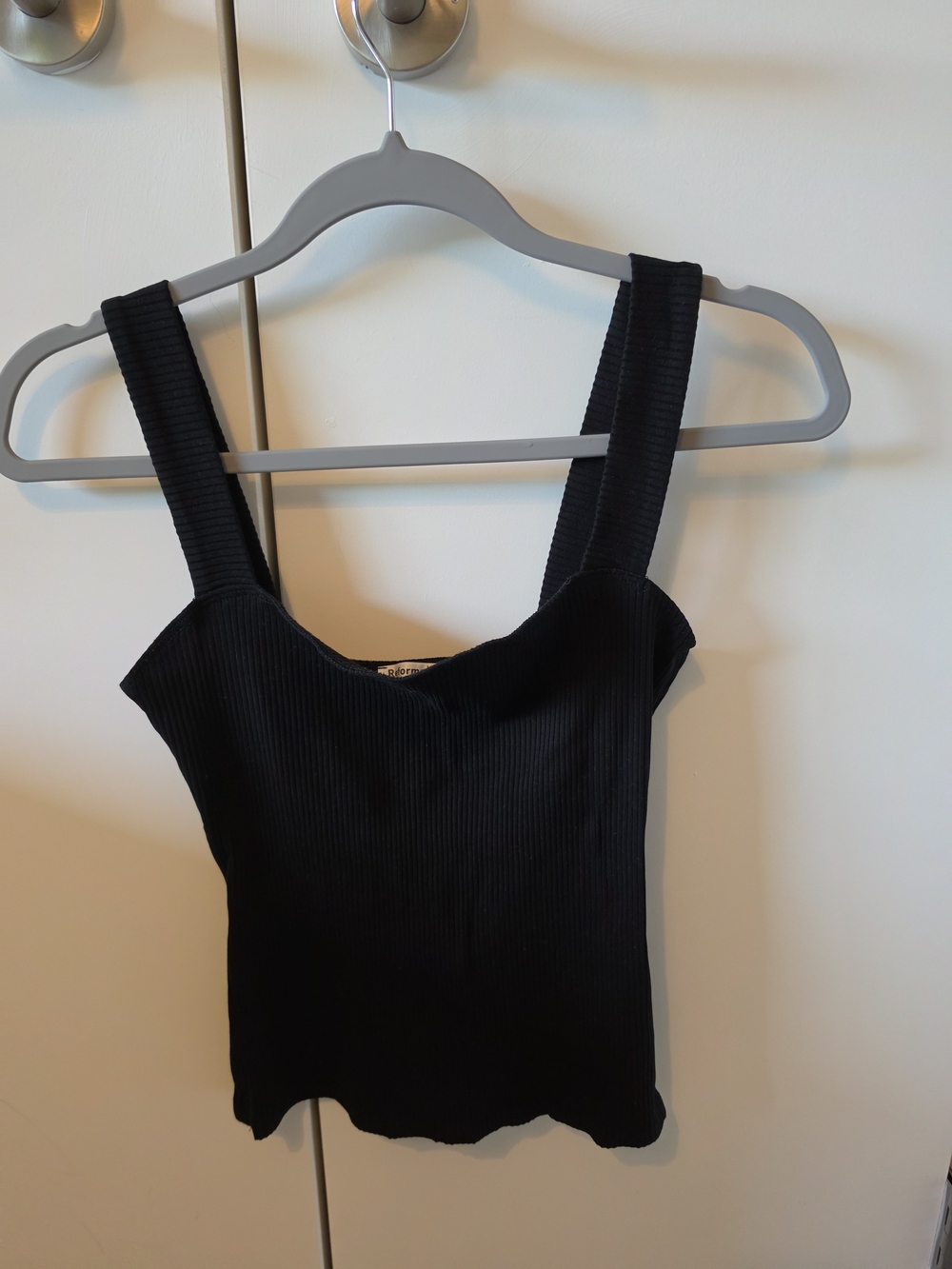 Reformation Black Ribbed Square-Neck Tank